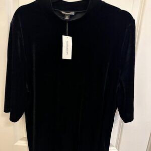 Banana Republic Mock Neck Velvet Top (Black: XXL)